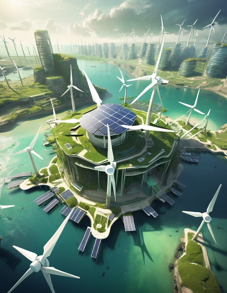 Green Energy Utopia Rising from the Seaside City