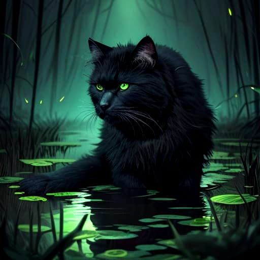 Swamp Witch and Stern Cat Cinematic Portrait