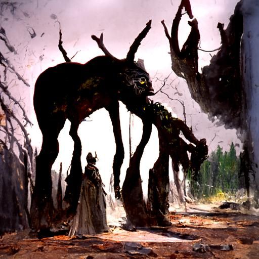 Horror Beast in Dark Forest, Doré Style