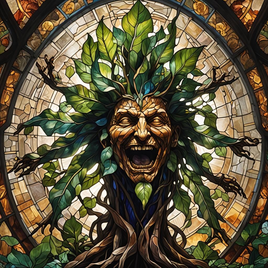 Screaming Mandrake Root in Stained Glass Style