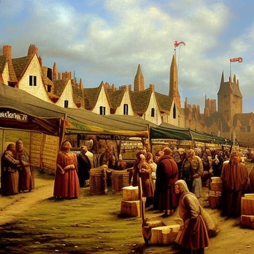 A medieval British farmers market.