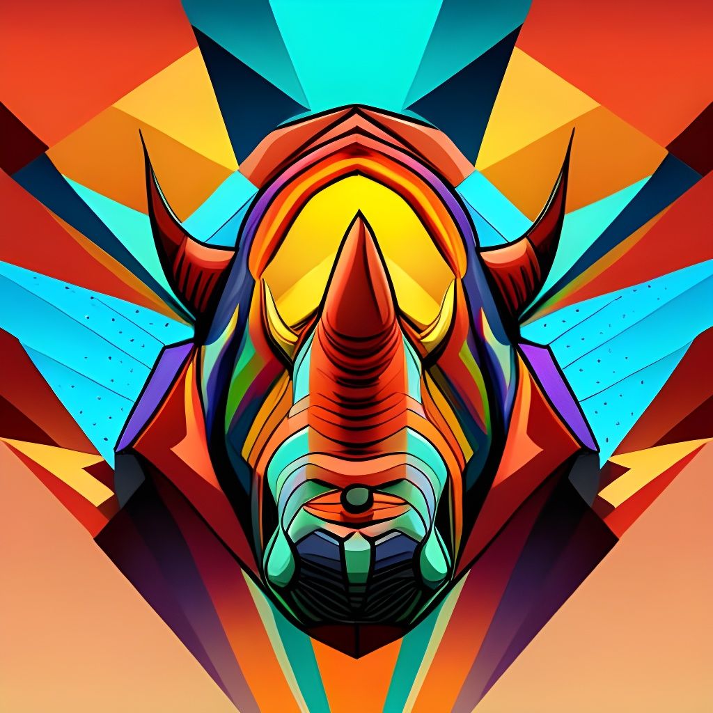 Art Deco Rhinoceros Head: Digital Pop Art
