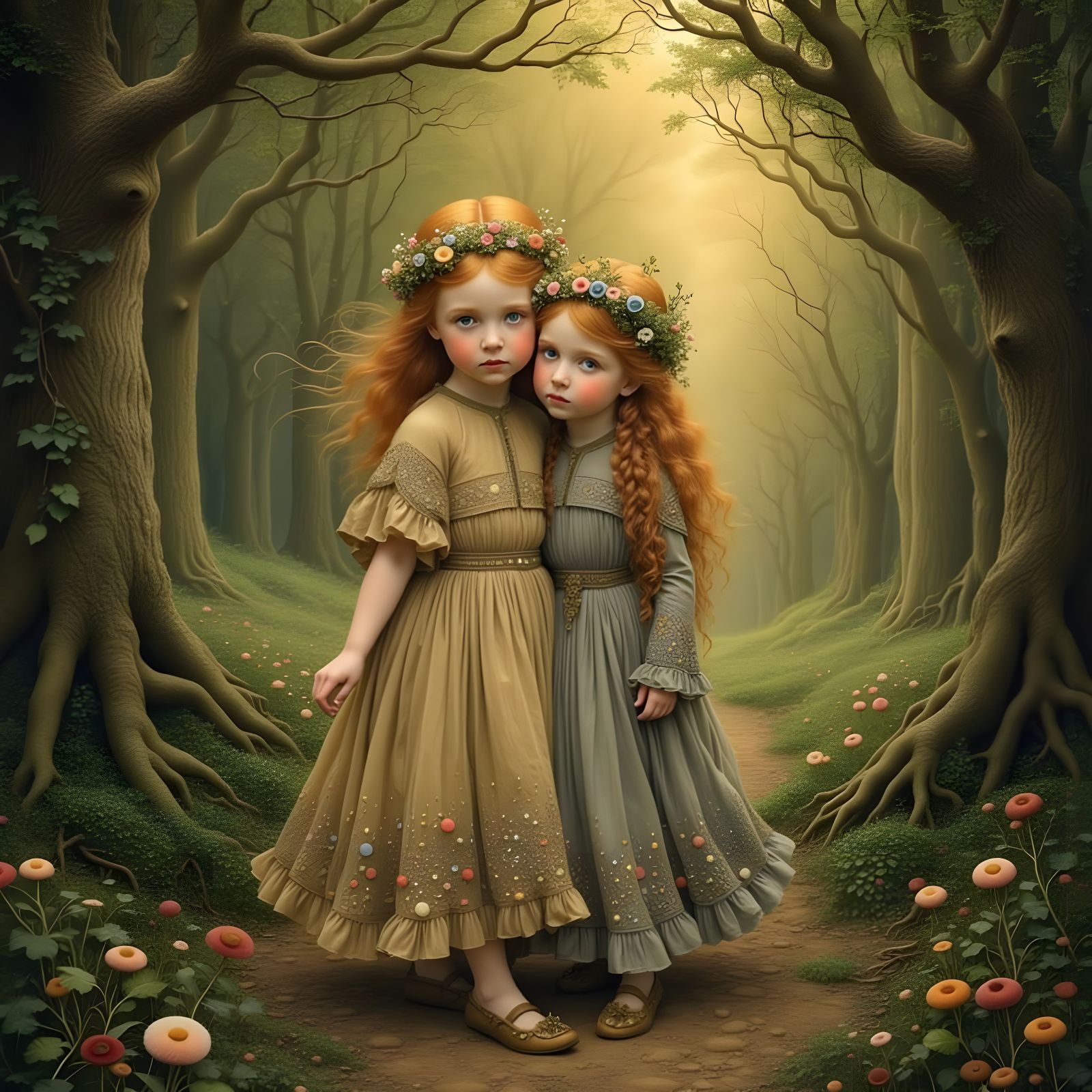 Children Lost in Enchanted Forest, Rackham Style