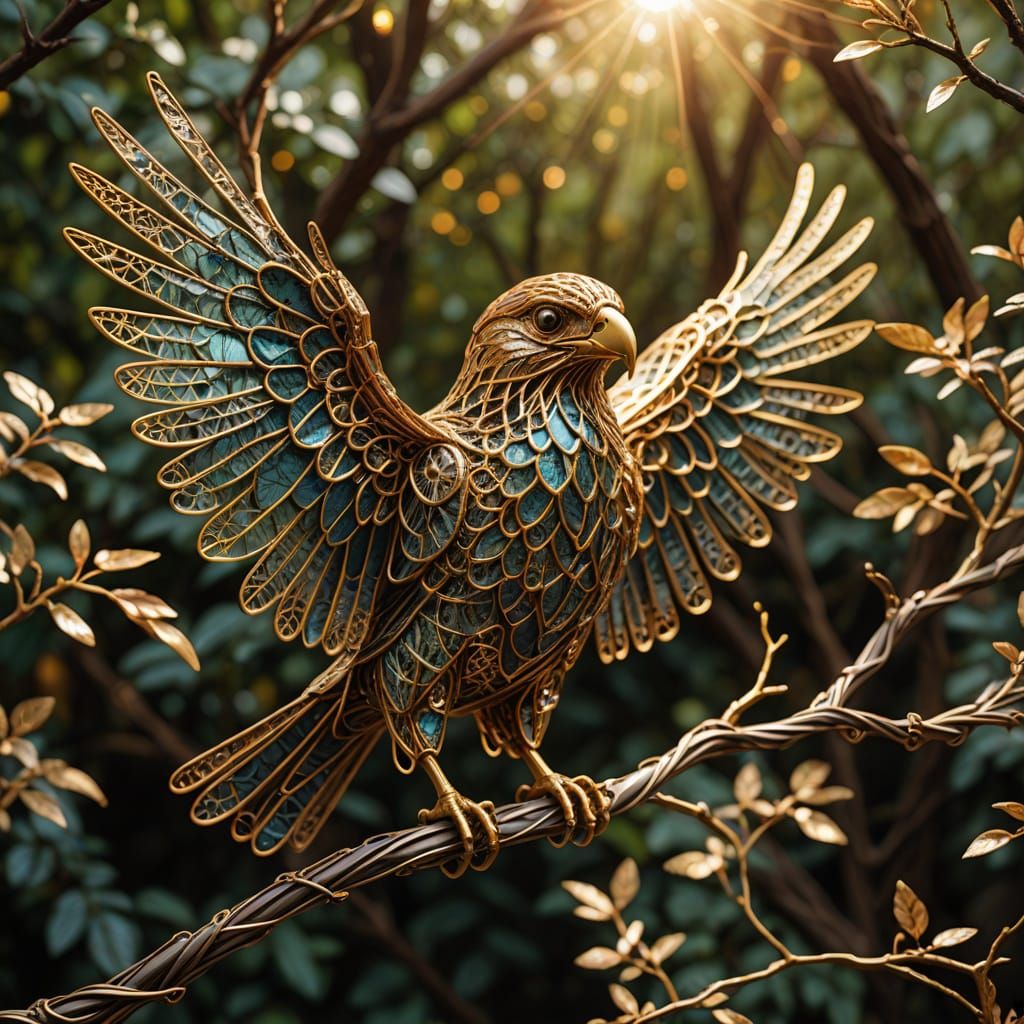 Vibrant Wire Sculpture of an African Fish Eagle