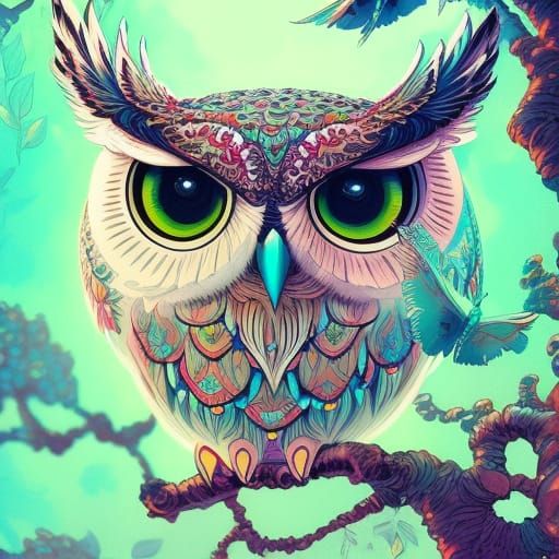 Mysterious Owl in Detailed Digital Illustration