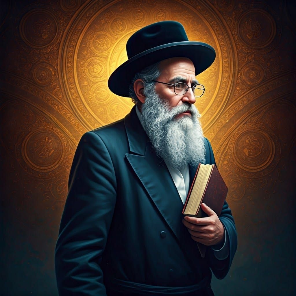 Traditional Jewish Father Walks into a Dreamlike Landscape