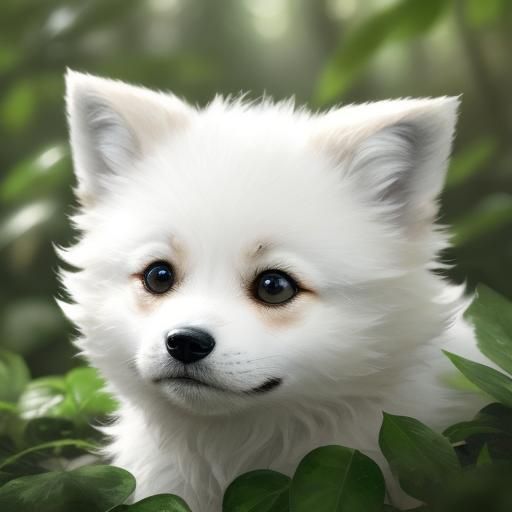 Watercolor Wolf Pup Portrait in Forest