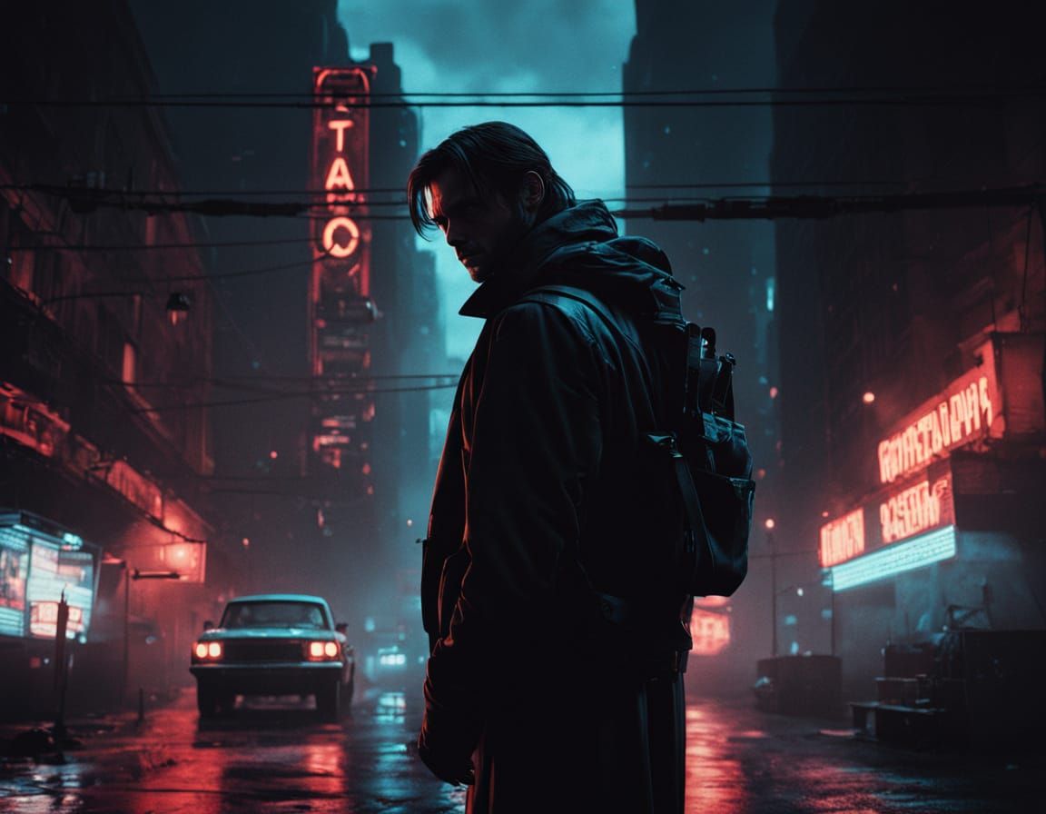 Winter Soldier in Gritty Noir Urban Landscape