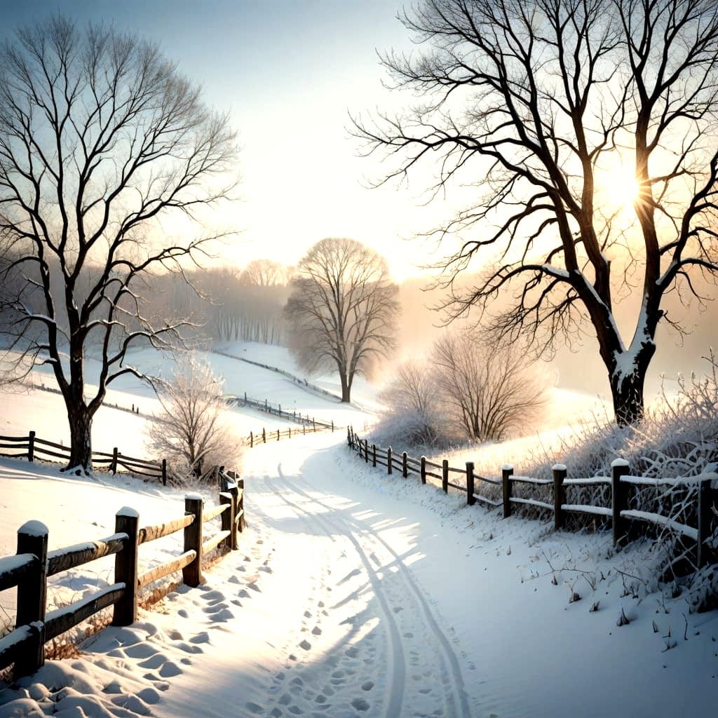 Winter Landscape in Soothing Monochromatic Hues