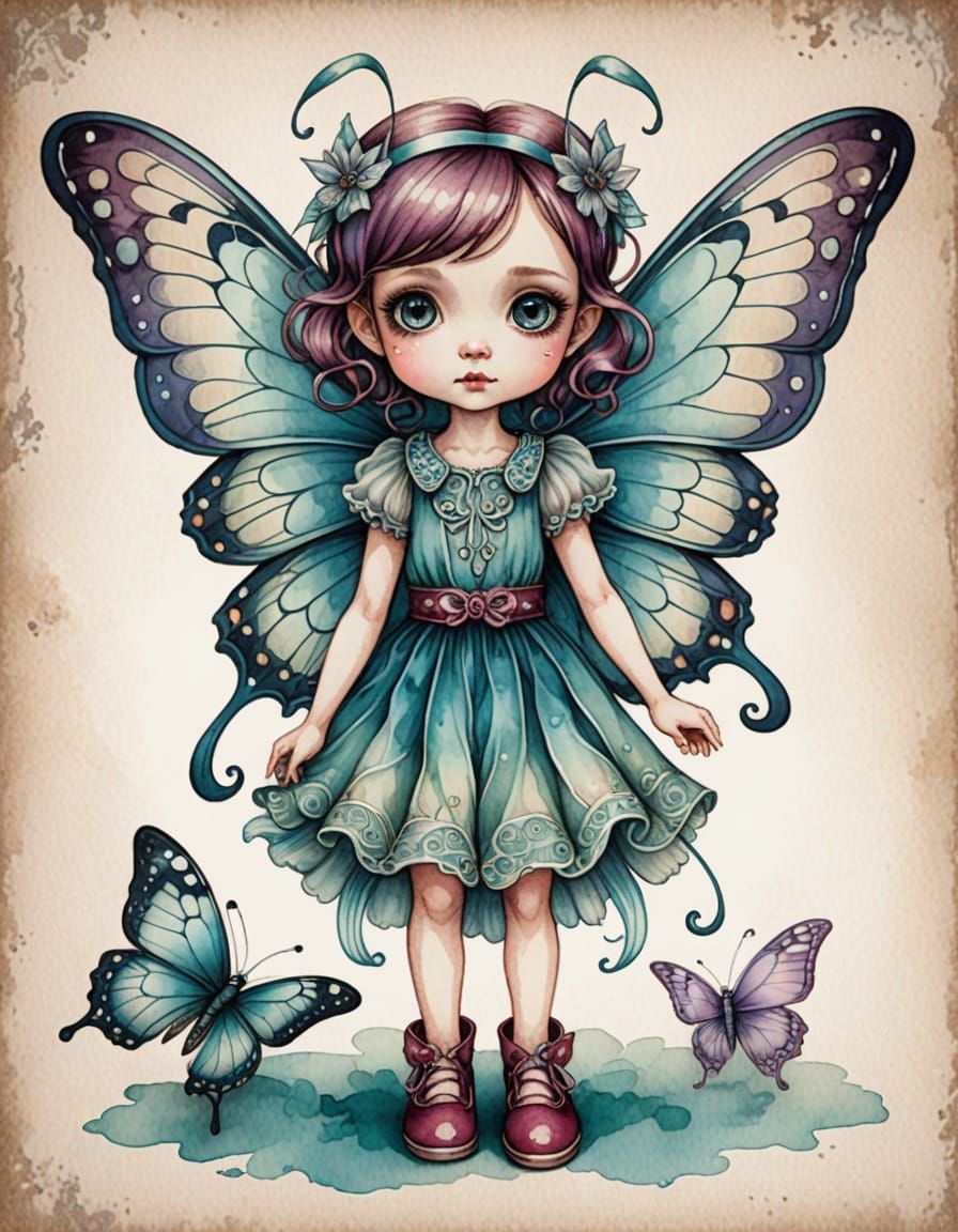 Butterfly Fairy in Art Nouveau Style