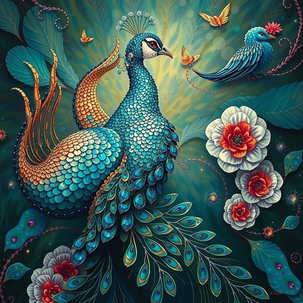 a pretty sequined peacock