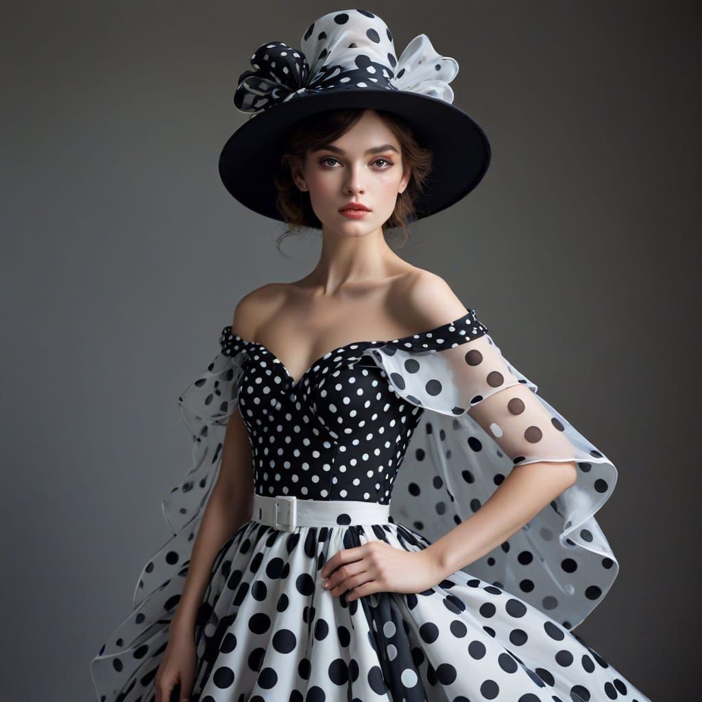 Model Wearing Polka Dot Design
