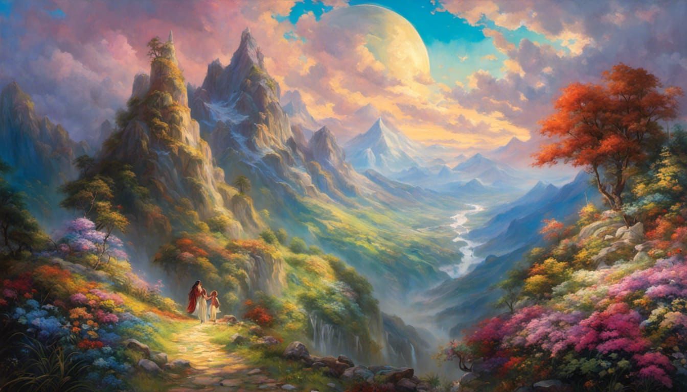 Fantastical Mountain Landscape Art by Artgerm