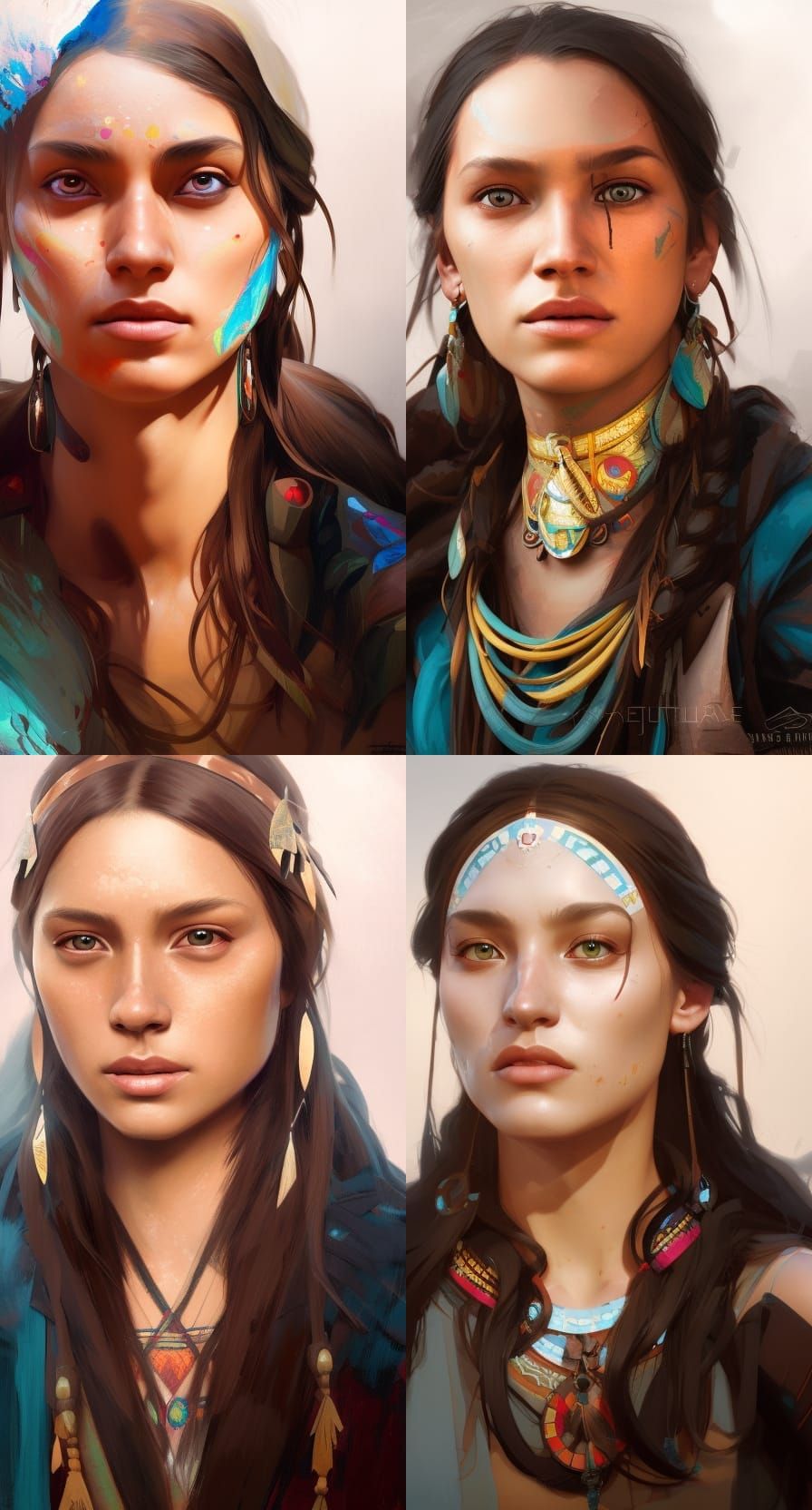 Native American Woman Portrait in Hyperdetailed Digital Art
