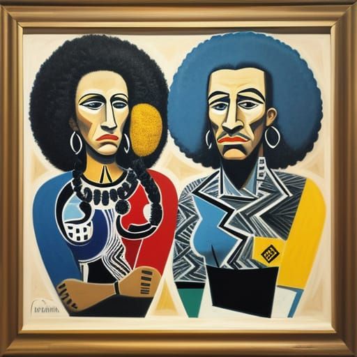 Cubist-Inspired Afro-American Artistic Mashup