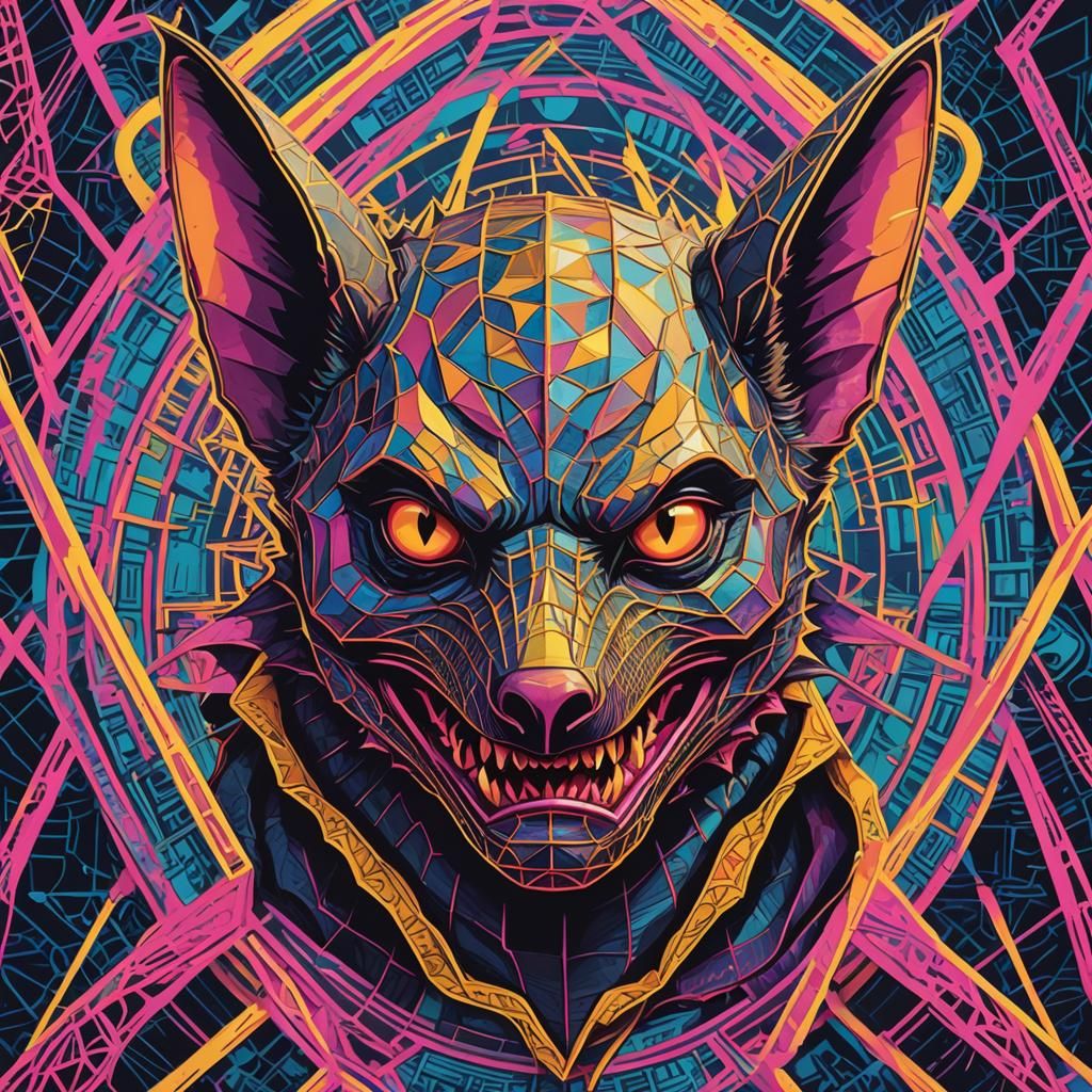 Spooky Bat Eats Pickle in Pop Art