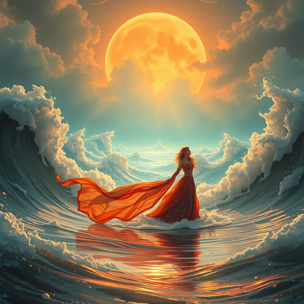 Girl Commands the Sea: Art Nouveau Splash Art