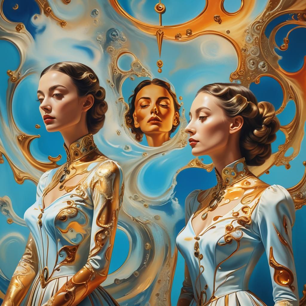 Dreamlike Encounter in a Surrealist Oil Painting