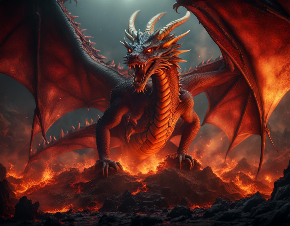 Dragon Emerges from Hell: Fantasy Concept Art