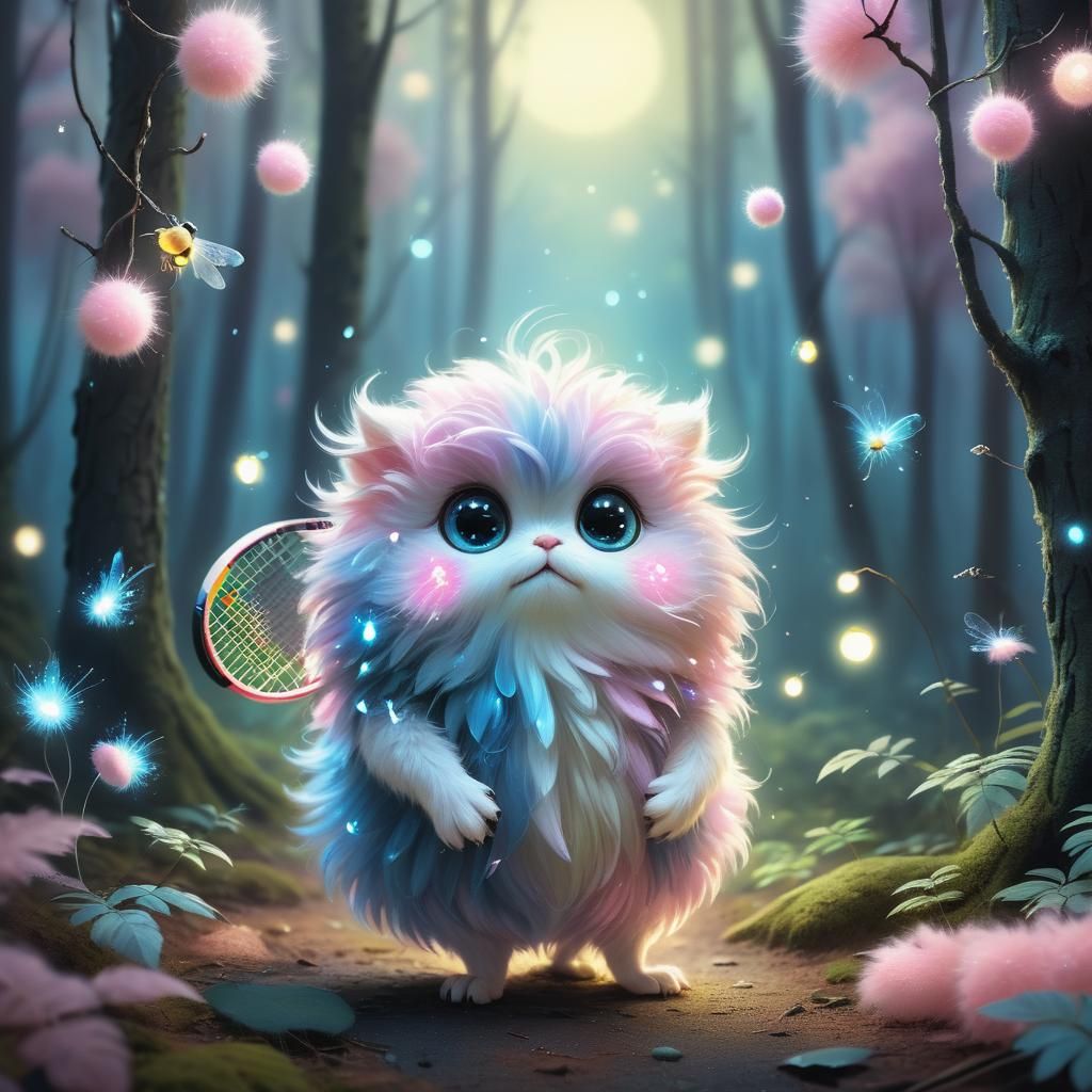 Fluffy Creature in Dreamy Forest Concept Art