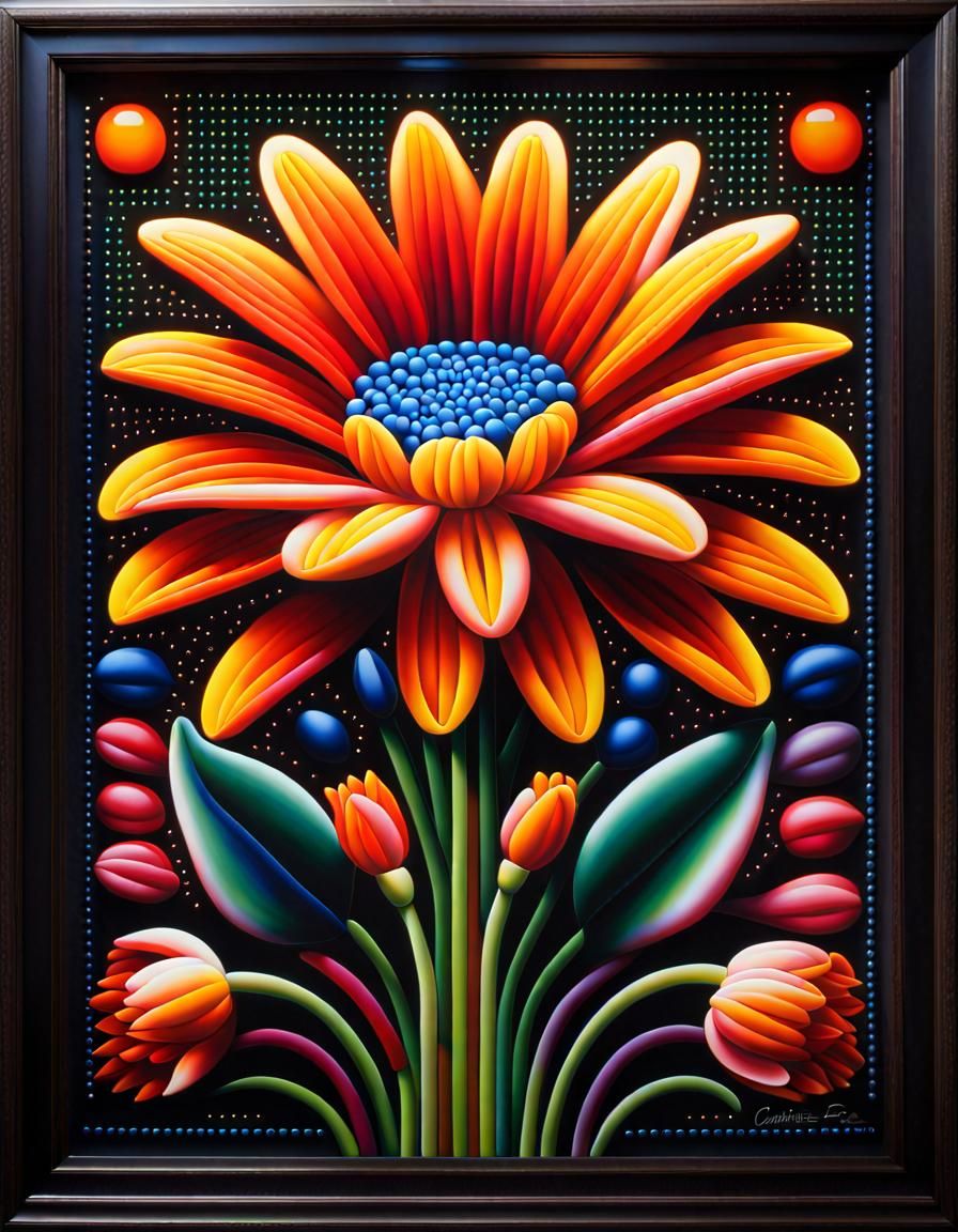Lite-Brite Flowers in Holographic Style