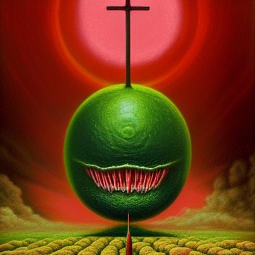 Irradiated Fast Food Altar in Hyperreal Digital Art