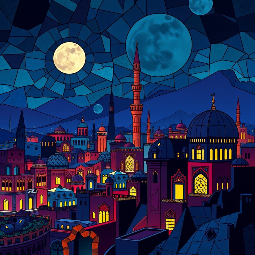 Gothic Cityscape at Night