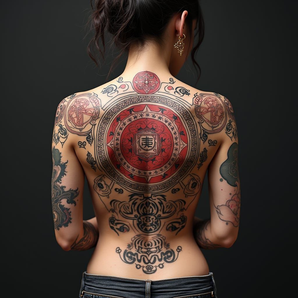 Symbolic Back Tattoo Inspired by Jujutsu Kaisen