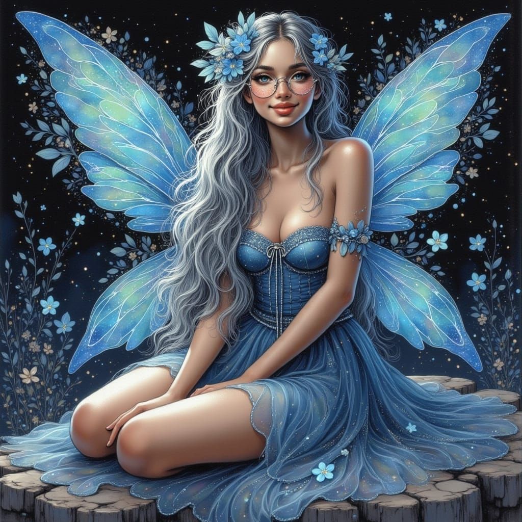 Enchanted Fae Maiden in Iridescent Gown