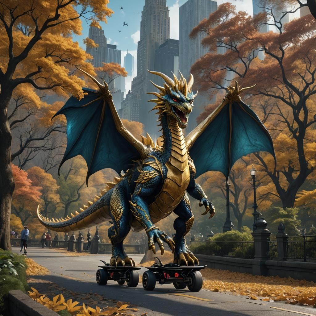 King Ghidorah on Rollerskates in Central Park