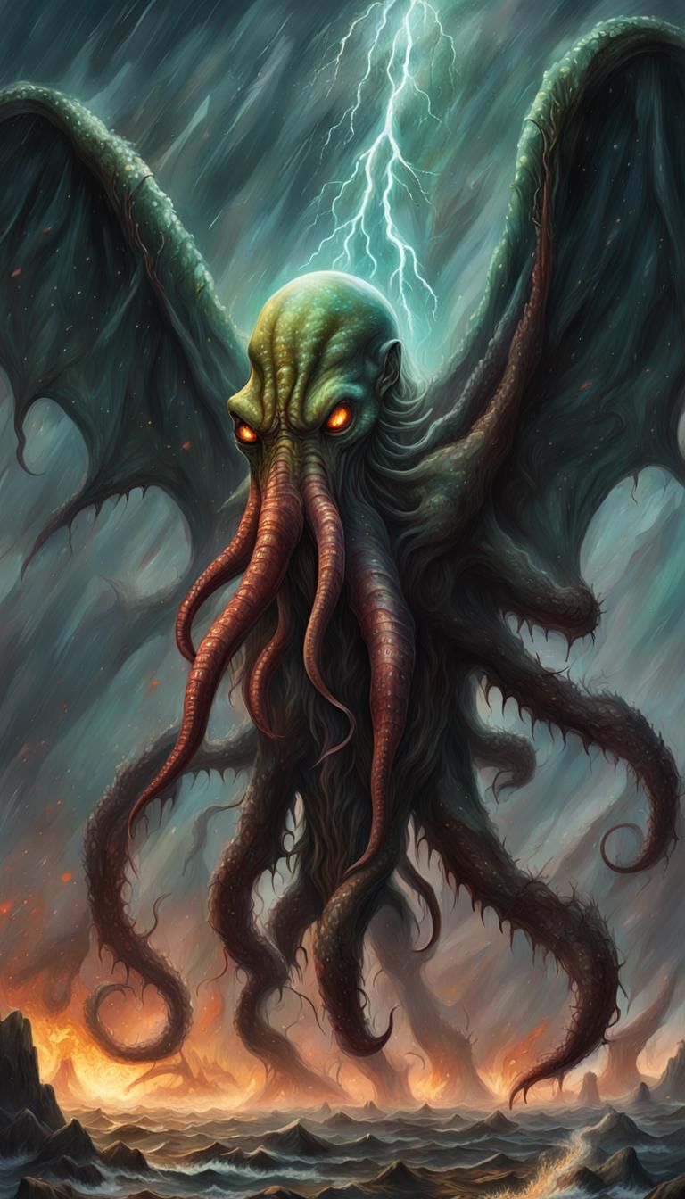 Female Cthulhu in a Hyperrealistic Splash Art Style