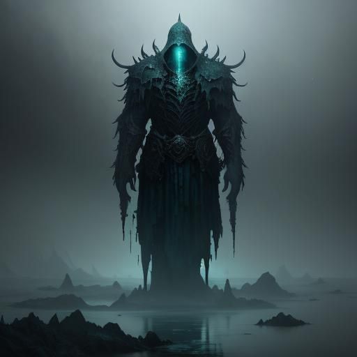 Eerie Drowned Host in Misty Dark Fantasy Landscape