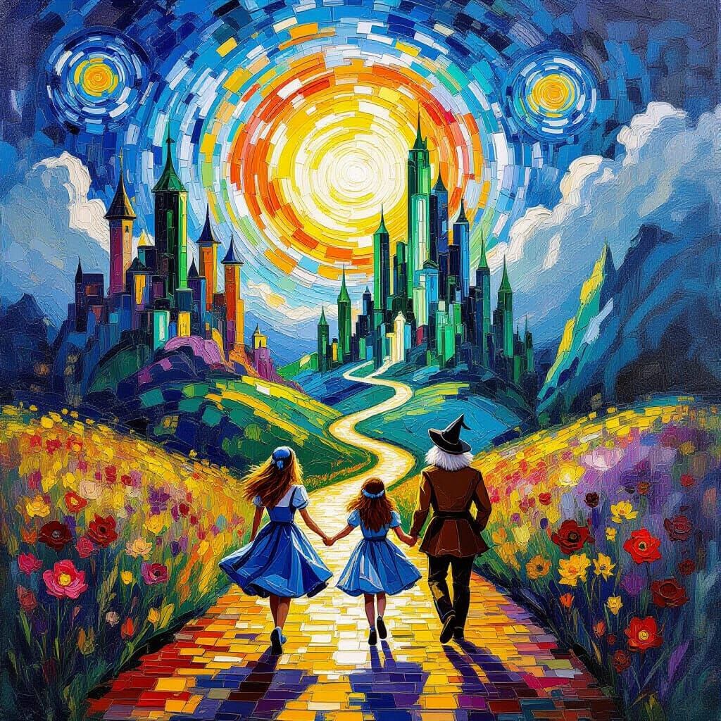 Wizard of Oz Movie Poster in Neo-Impressionist Style