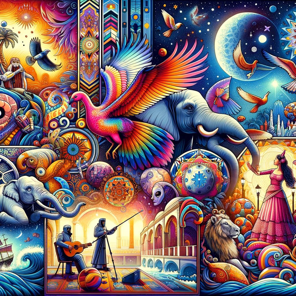 Vibrant No Theme Image with Imaginary Creatures