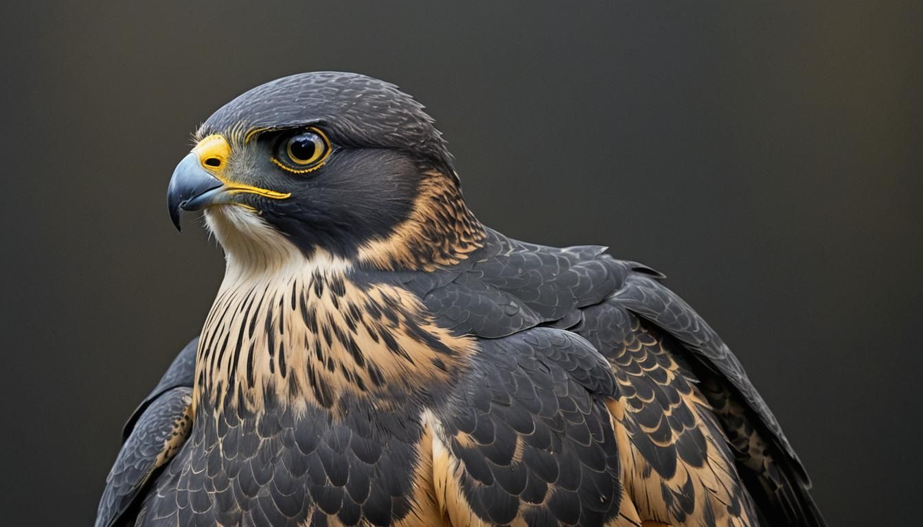 Peregrine Falcon's Intense Eyes in Dark Matte Painting