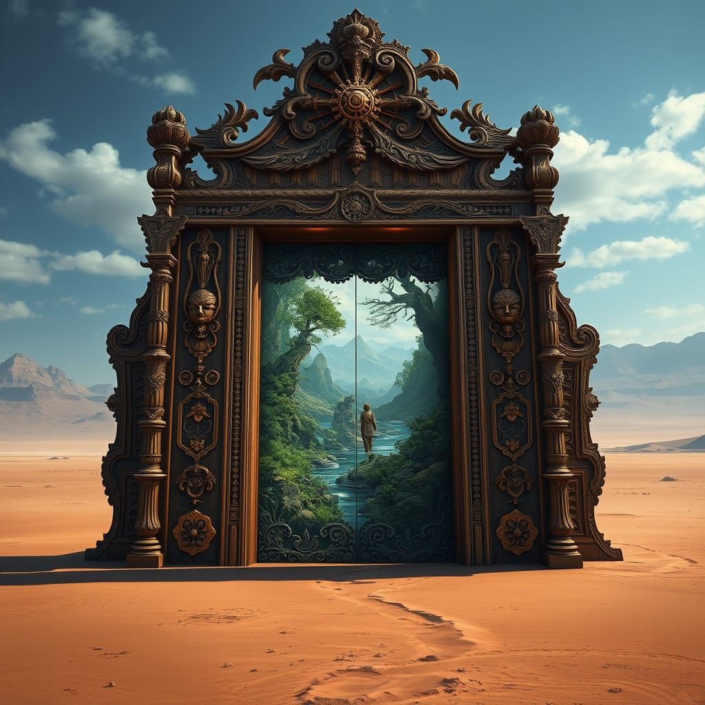 Ornate Doorway to Another World, Hyperrealistic Rendering