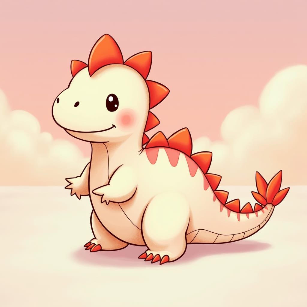 Pastel Chiba Dinosaur in Kawaii Style