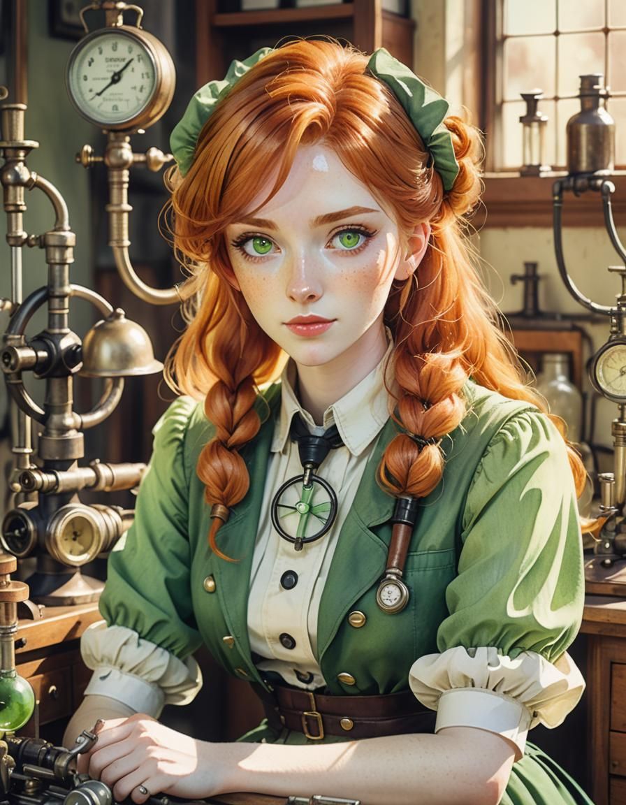 Whimsical Watercolor Anime Portrait of Gothic Woman