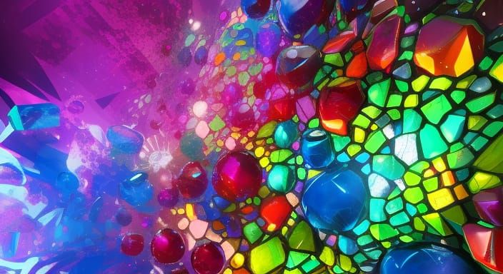 Graffiti Art of Crystalline Shards with Dynamic Lighting