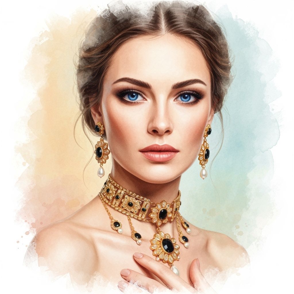 Elegant Royal Woman in Watercolor Style