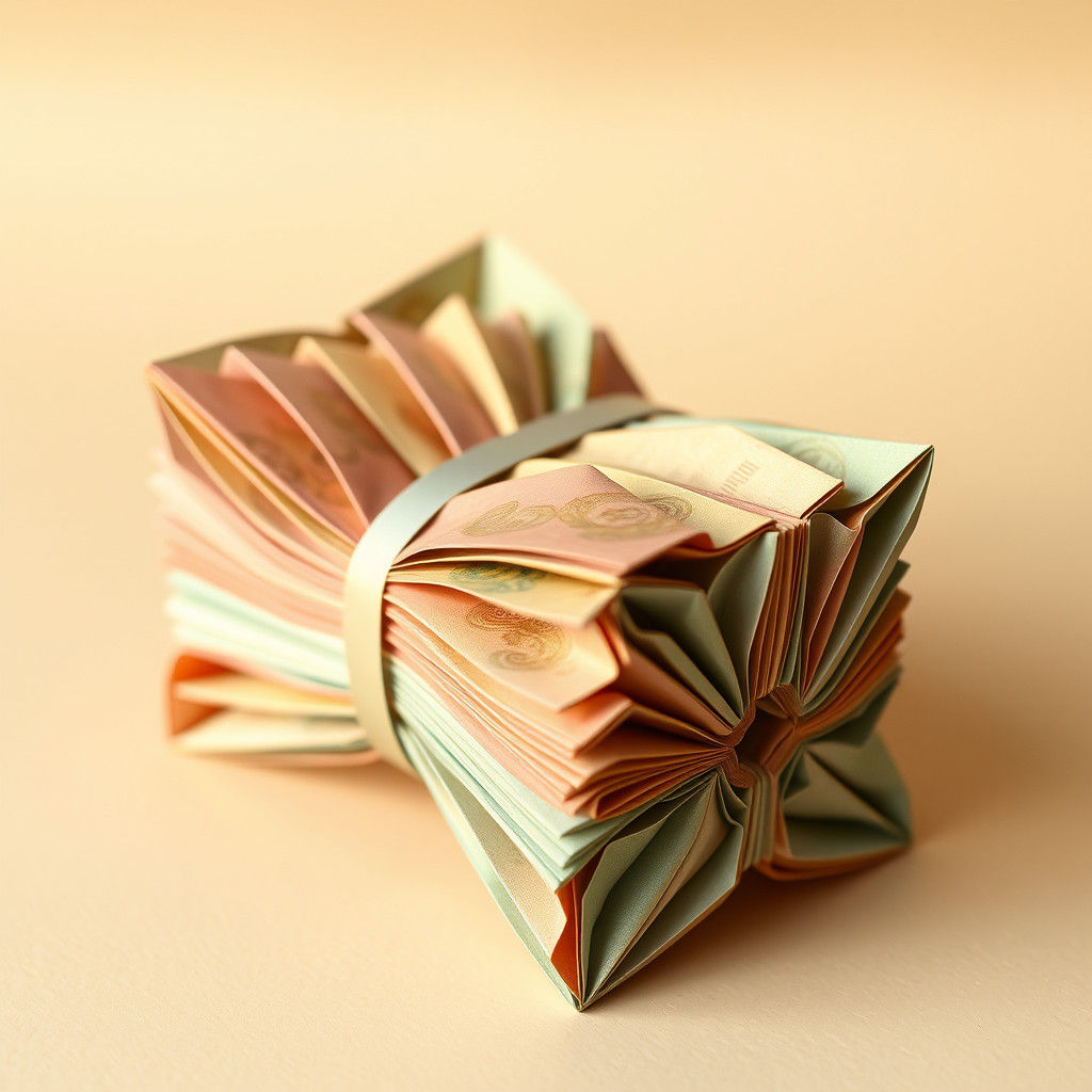 Origami Money Sculpture in Pastel Colors