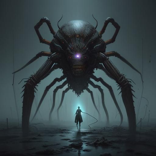 Spider Alchemist in Laboratory, Cinematic Film Still