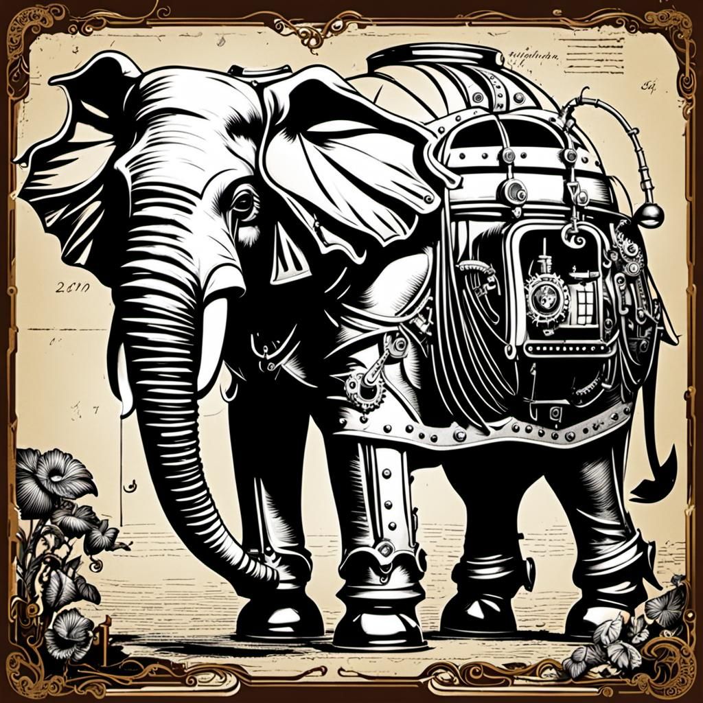 Steampunk Elephant Patent Drawing