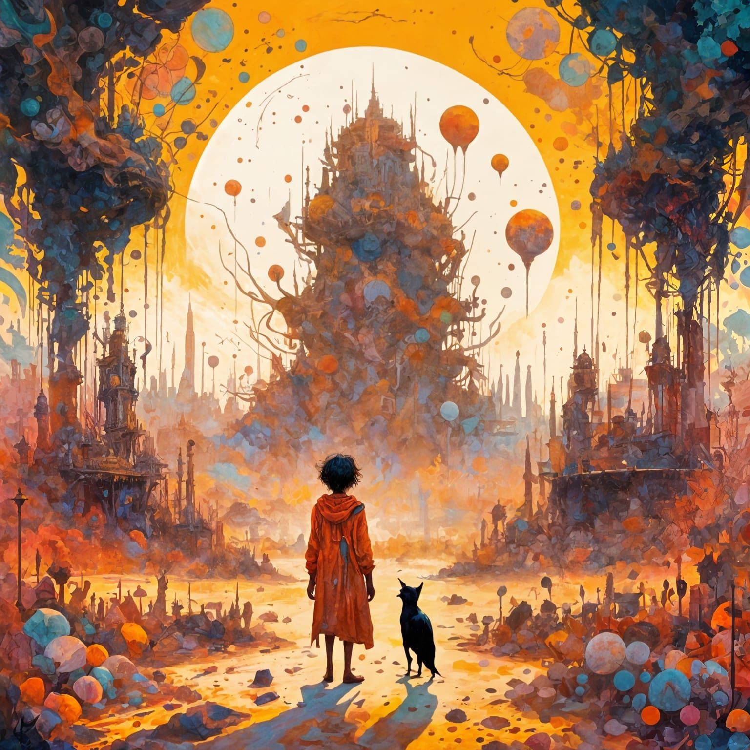 Skeleton City: A Vibrant Digital Illustration