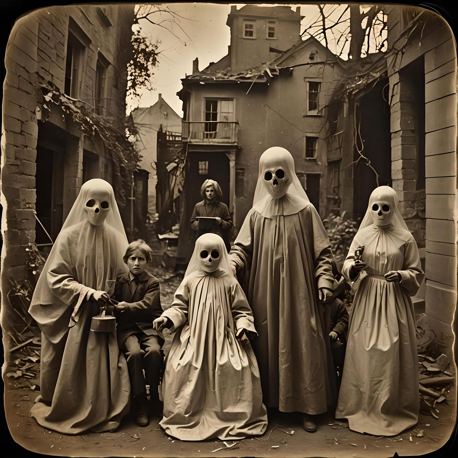 Wacky Sepia Photo of Losing Control in Surreal Style