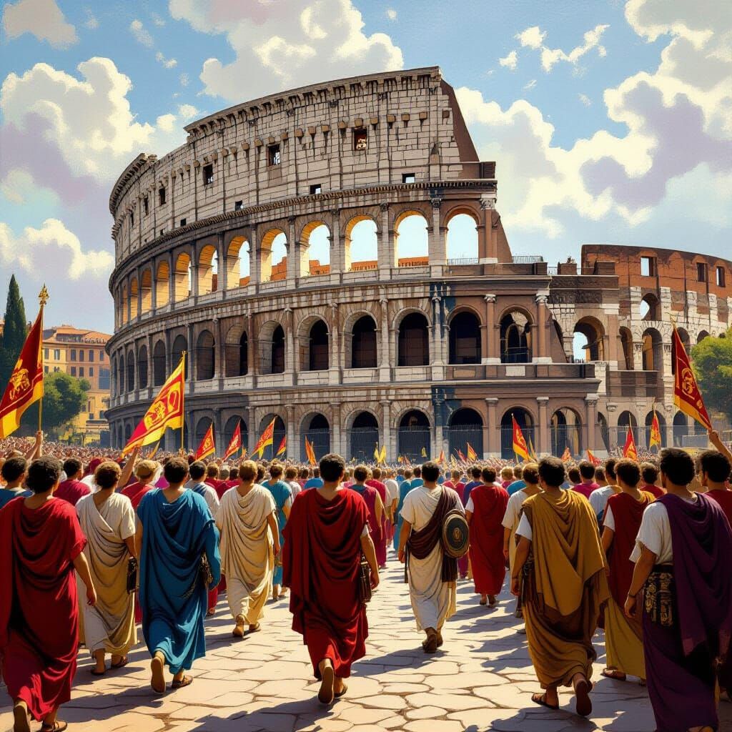 Roman Crowds Flock to Colosseum: Historical Realism