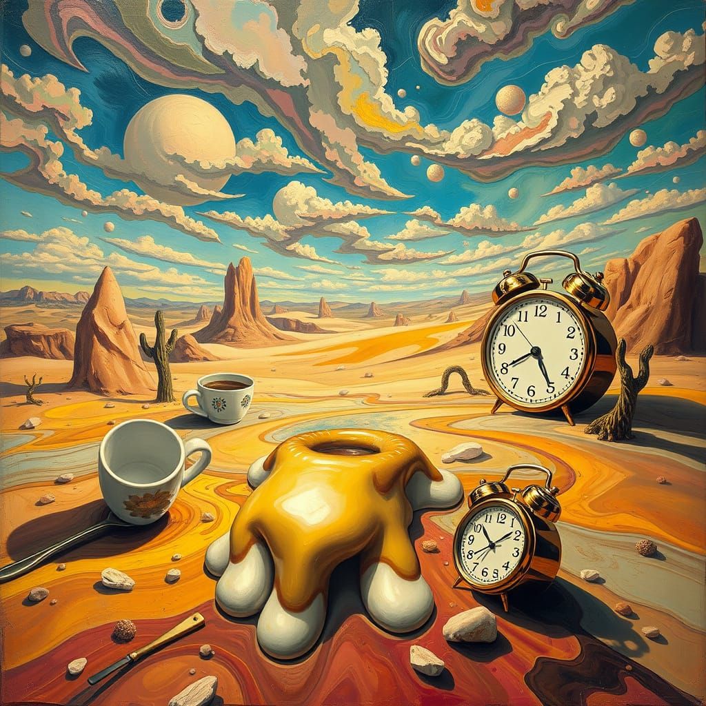 Surreal Desert Dreamscape Inspired by Dalí
