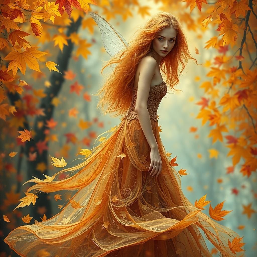 Autumn Fairy in Impressionist Style