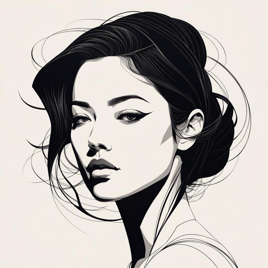 Minimalist Line Art Portrait of a Woman