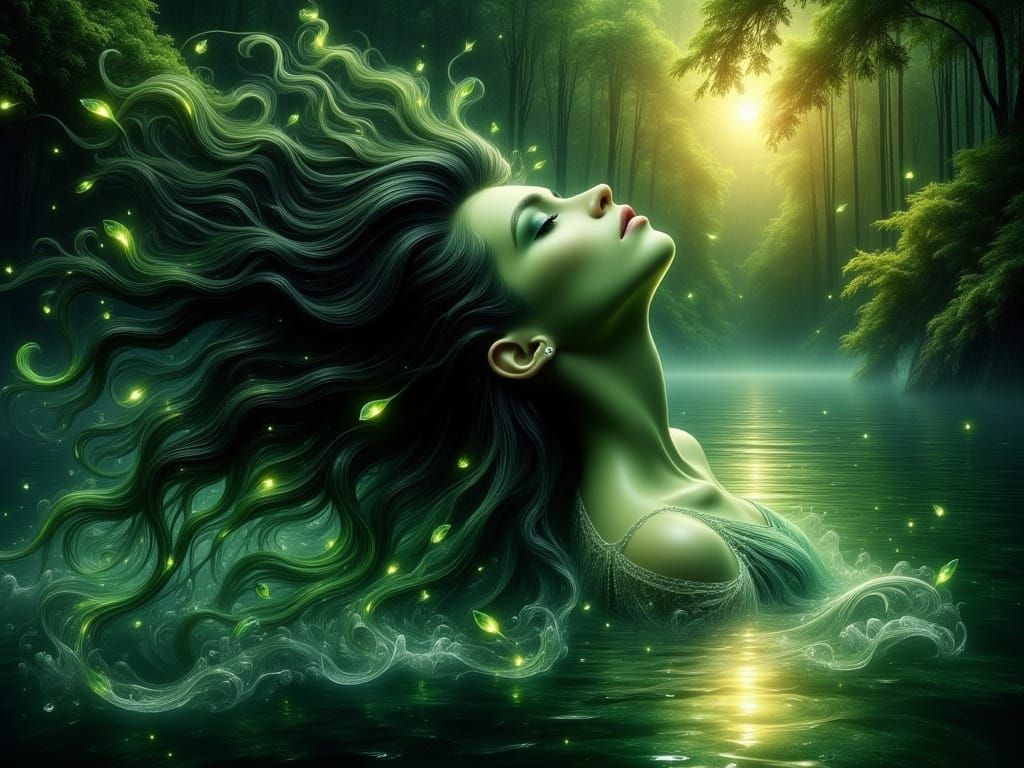 Emerald Goddess Rises from the Primeval Lake